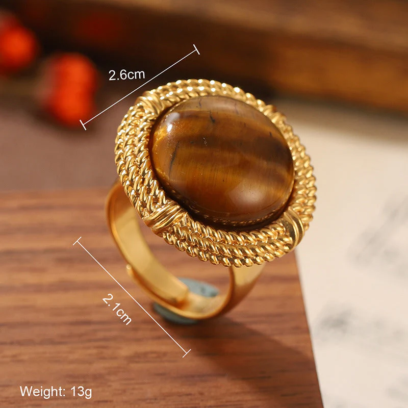Natural stone geometric ring