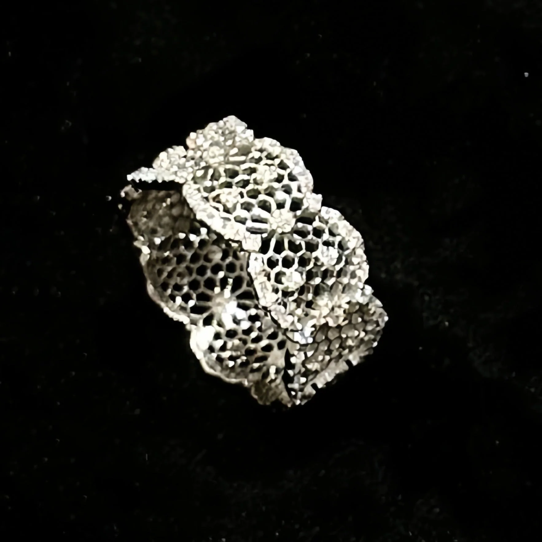 S925 sterling silver openwork lace ring bracelet set