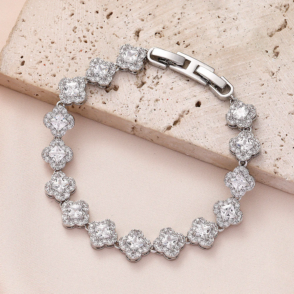 High quality zircon flower oval bracelet