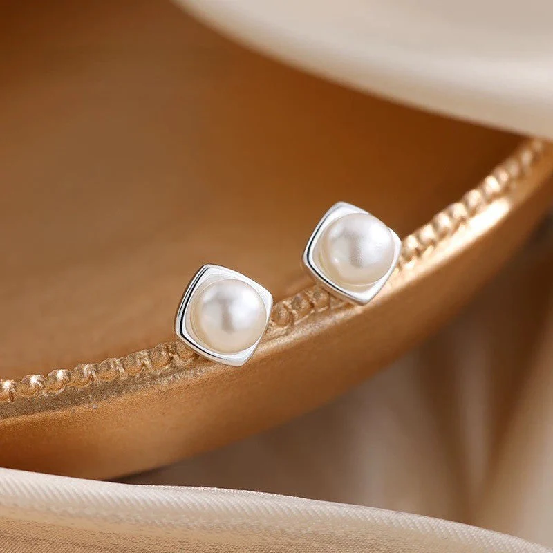 S999 sterling silver pearl earrings