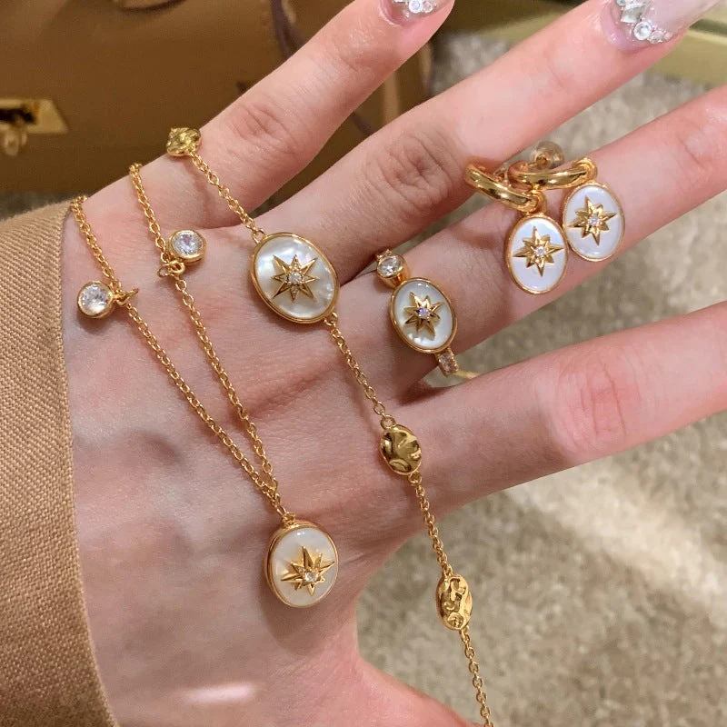 Gem Eight Star  Necklace Bracelet Ring suit