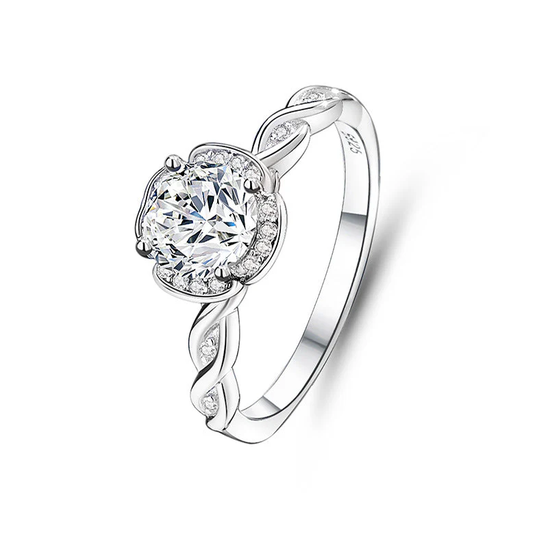 S925 sterling silver one carat moissanite ring