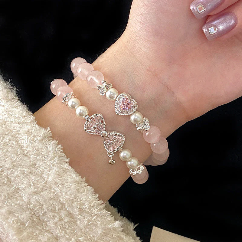 Swarovski Pearl Love Bow Pentacle Zircon Bracelet