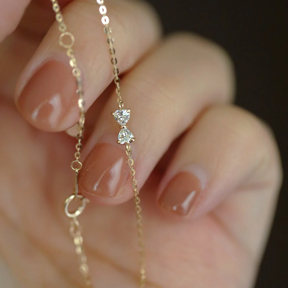 S925 silver-plated 14K yellow gold bow inlaid with very fine bracelet