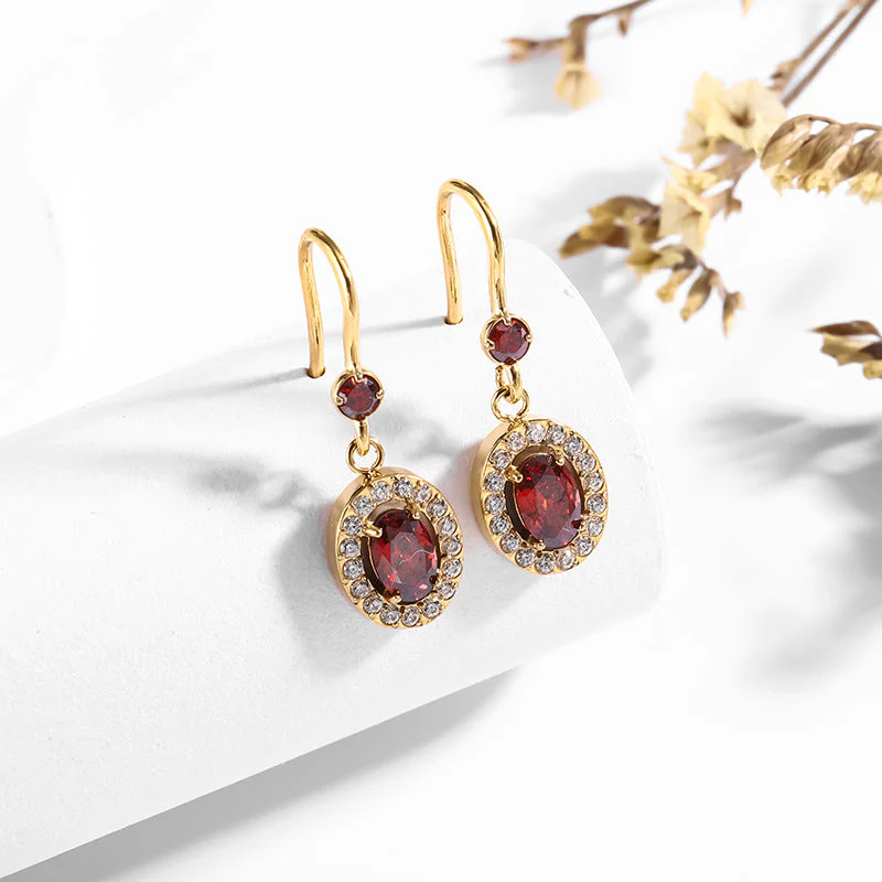 Zircon-inlaid 18K stainless steel stud gold titanium steel earrings