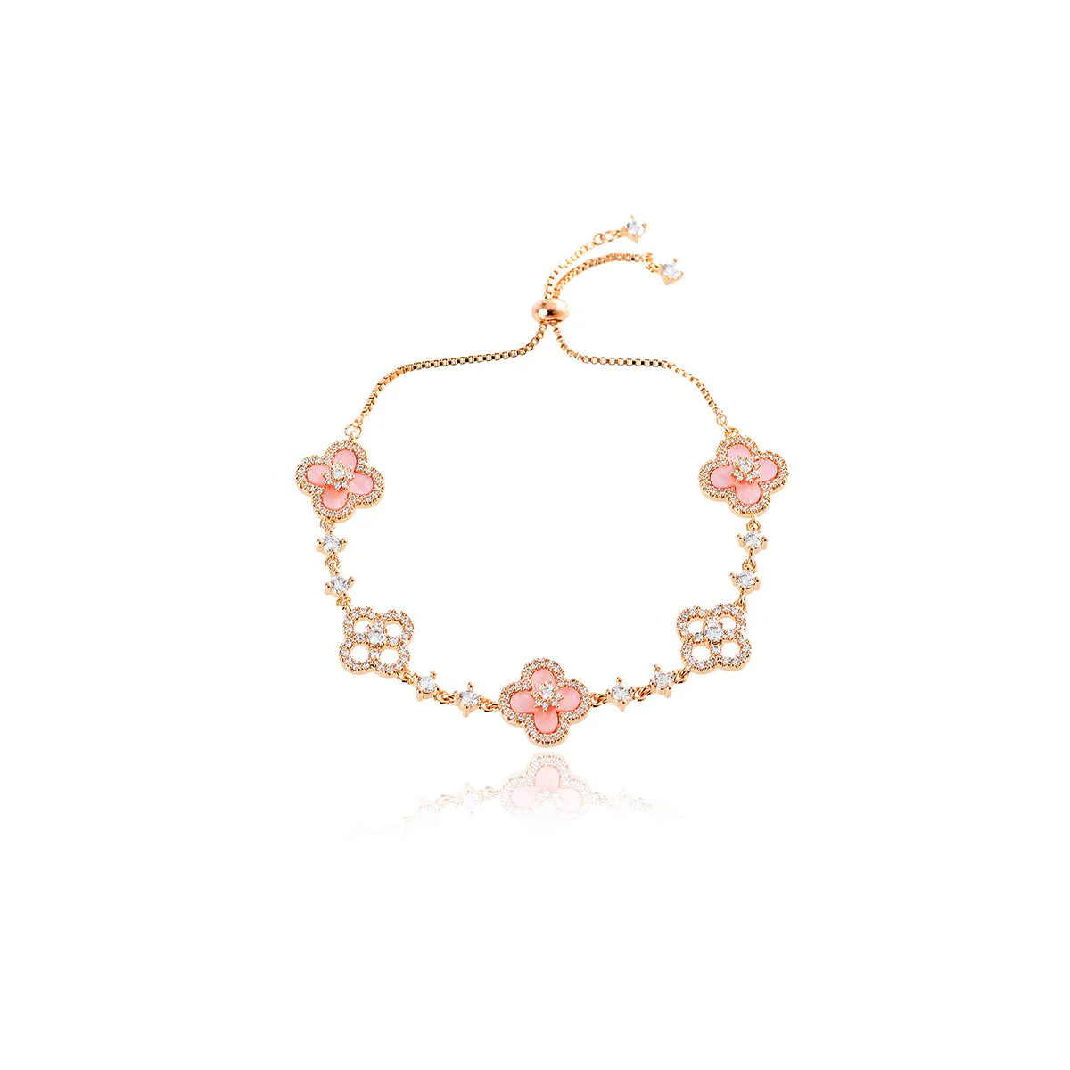 Natural Fritillaria Lucky Clover Bracelet Necklace Set