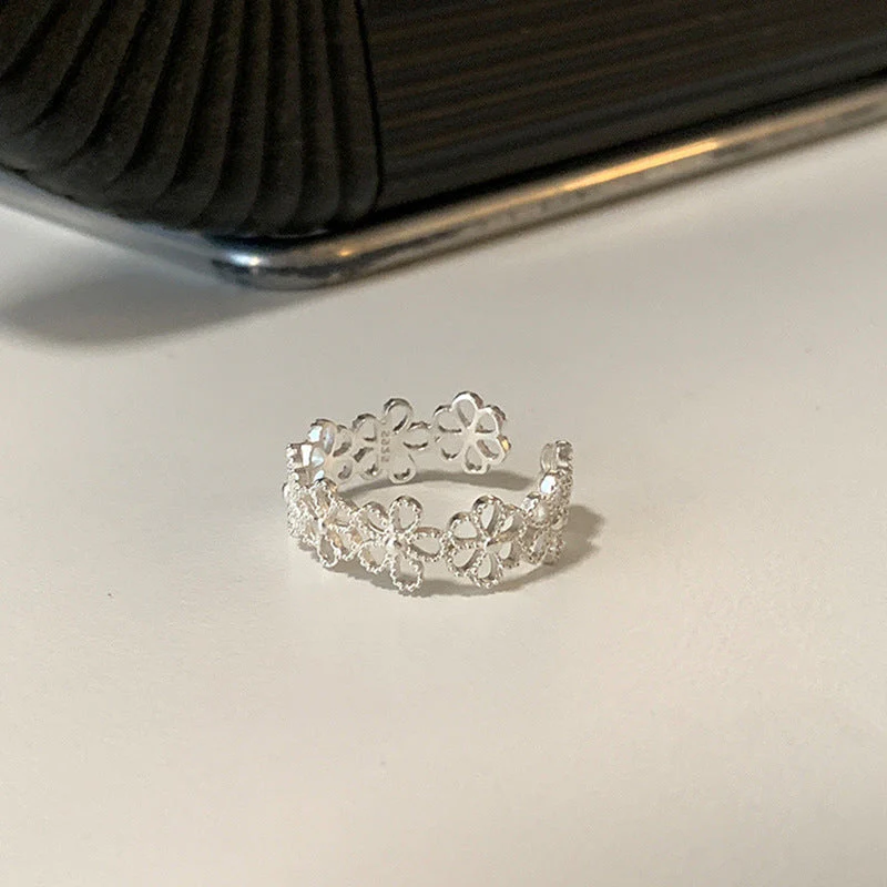 Sweet cool style hollow flower open ring