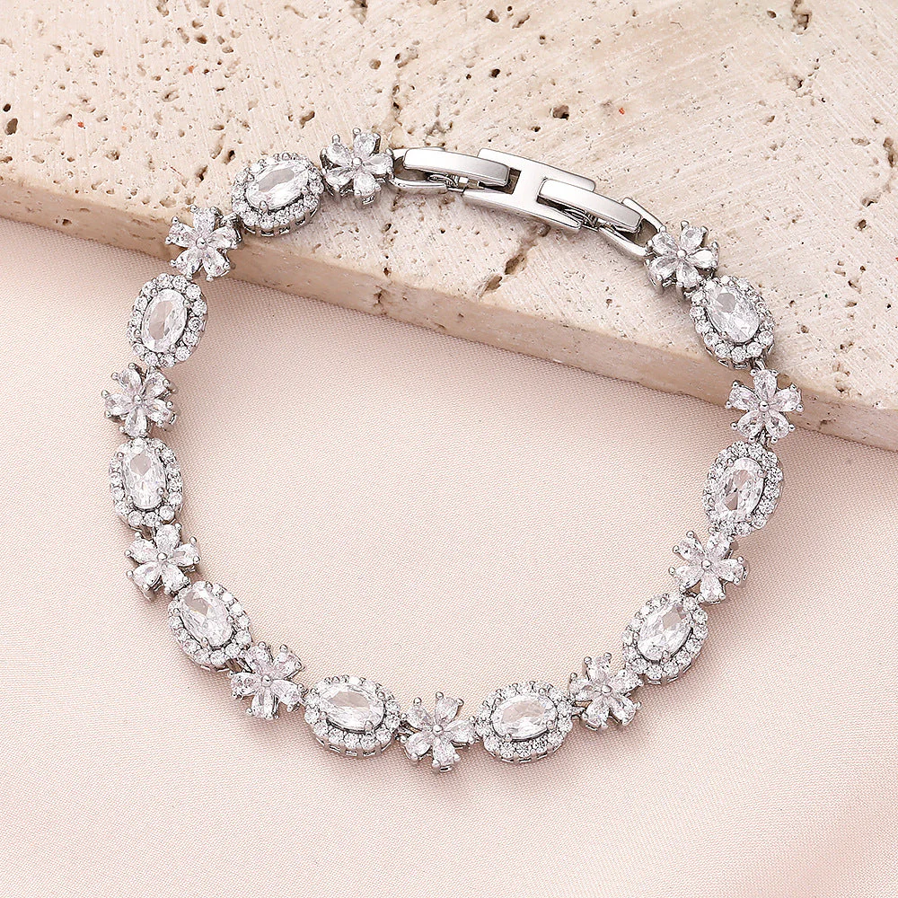 High quality zircon flower oval bracelet