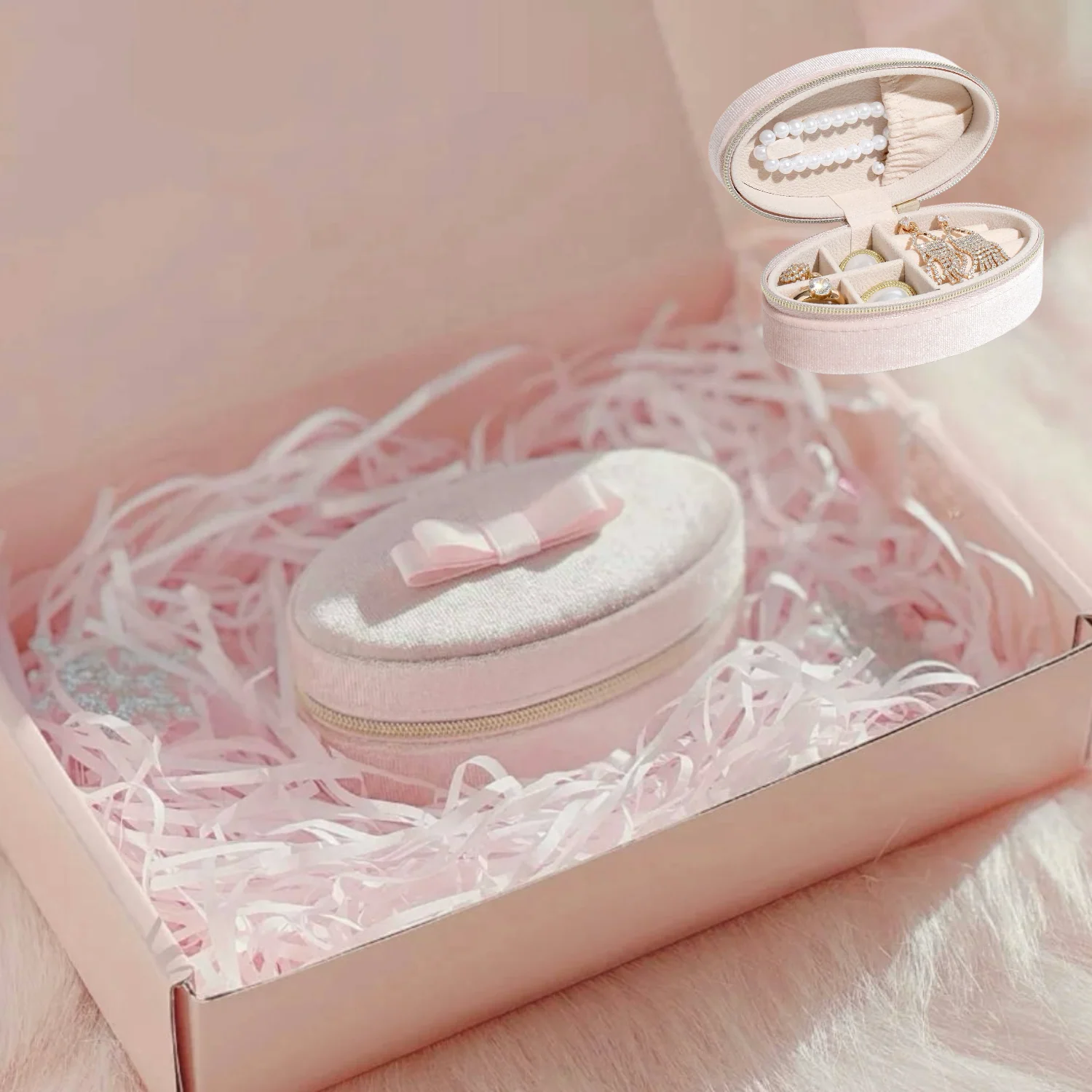 Pink Bow Travel Jewelry Box