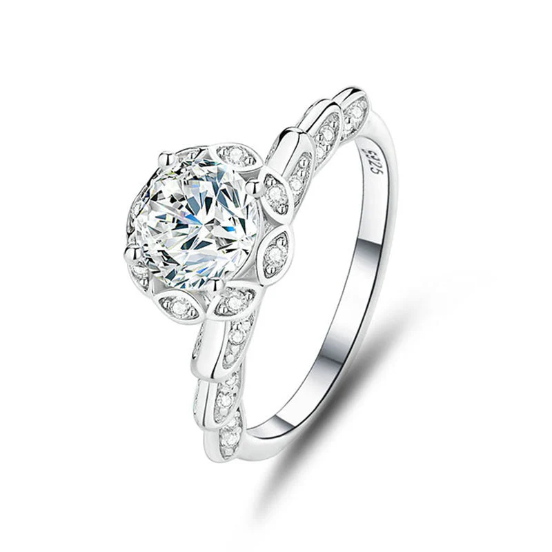 S925 sterling silver one carat moissanite ring