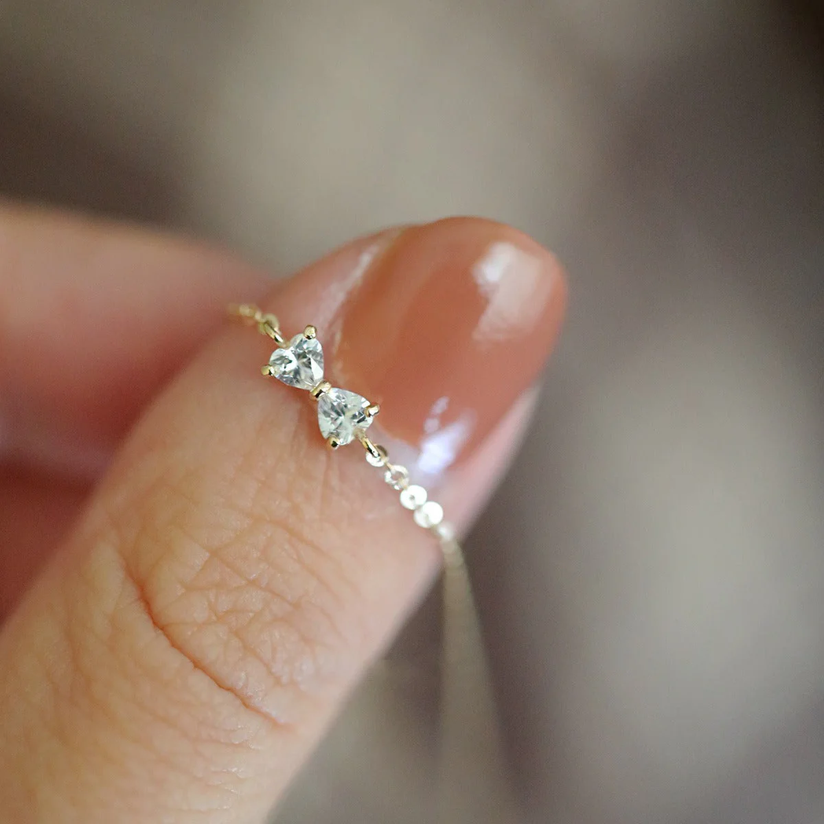 S925 silver-plated 14K yellow gold bow inlaid with very fine bracelet