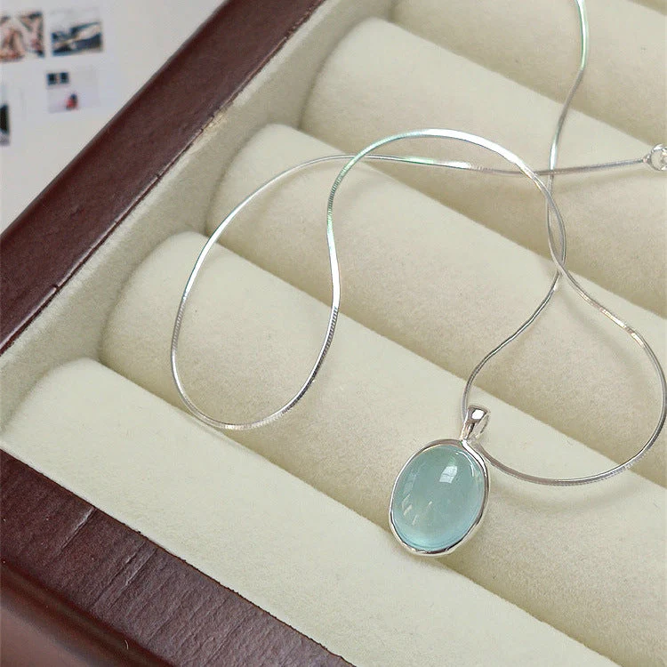 s925 sterling silver aquamarine necklace bracelet