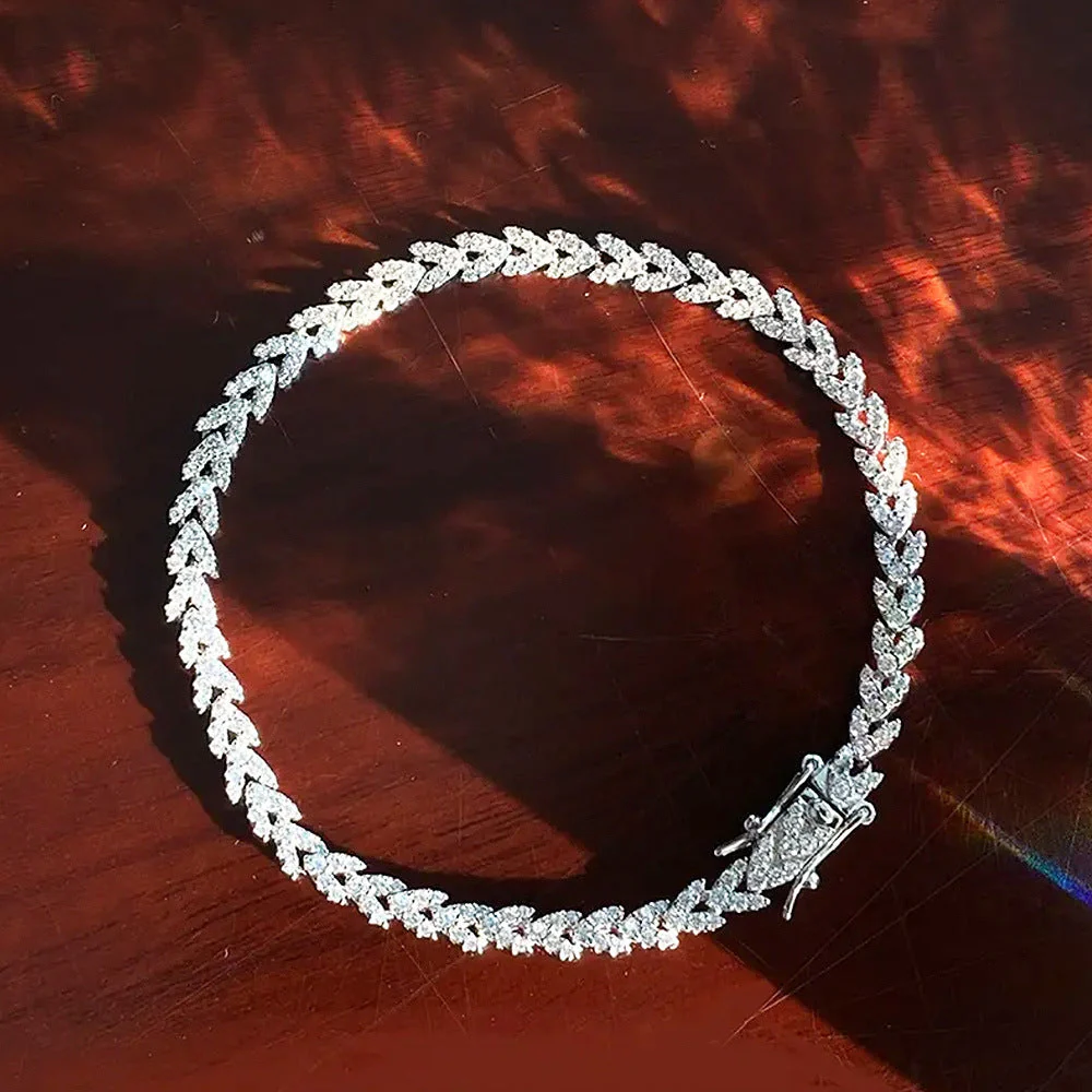 925 Sterling Silver Light Luxury Full Diamond Gold Color Inlaid High Carbon Diamond Bracelet