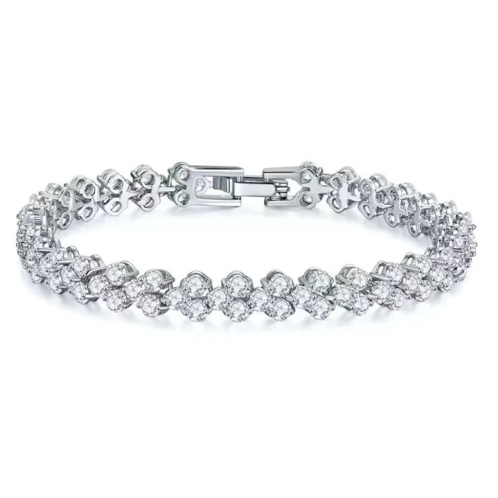 Copper-Made Bracelet Full Set with 3A Zircon