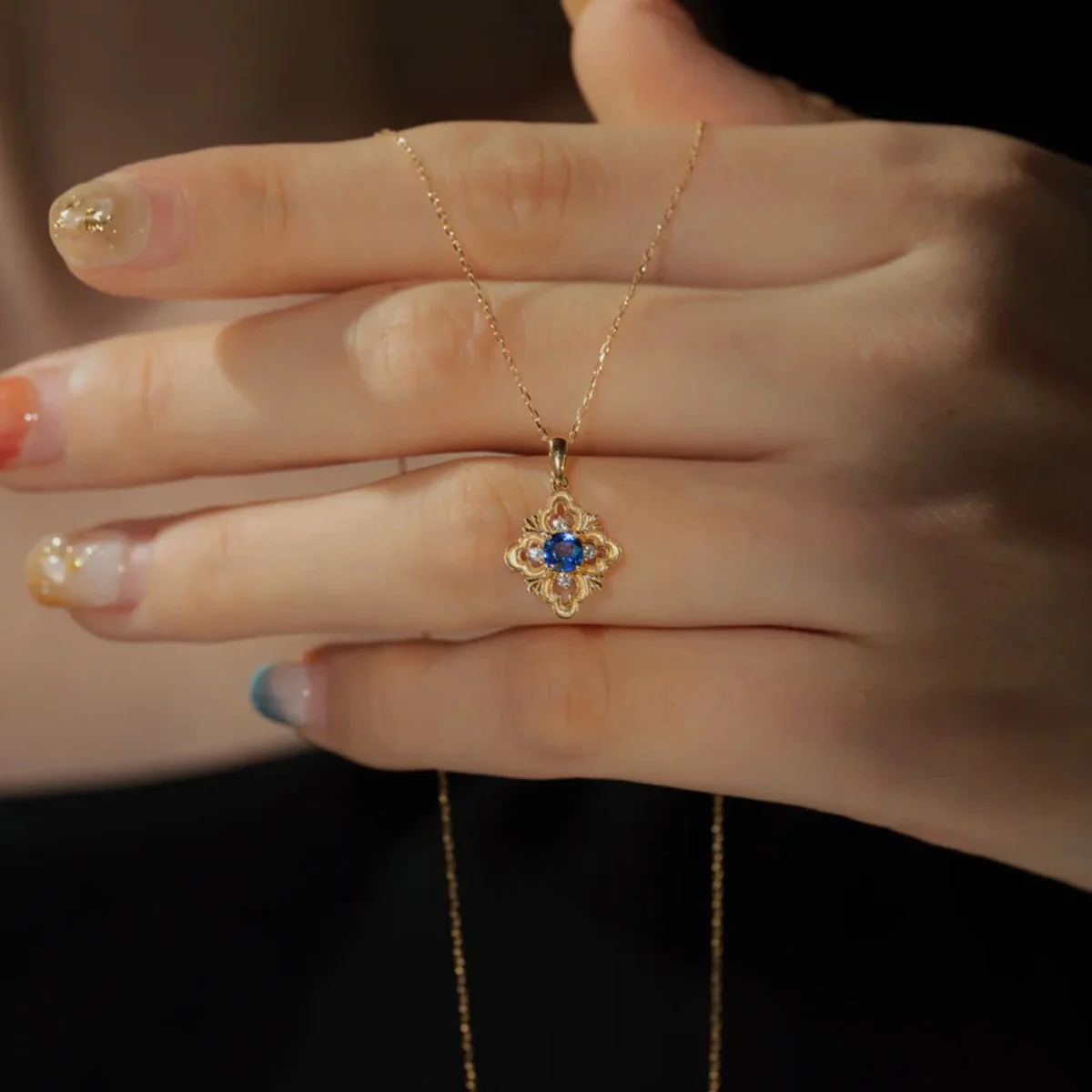 S925 sterling silver clavicle chain pendant necklace