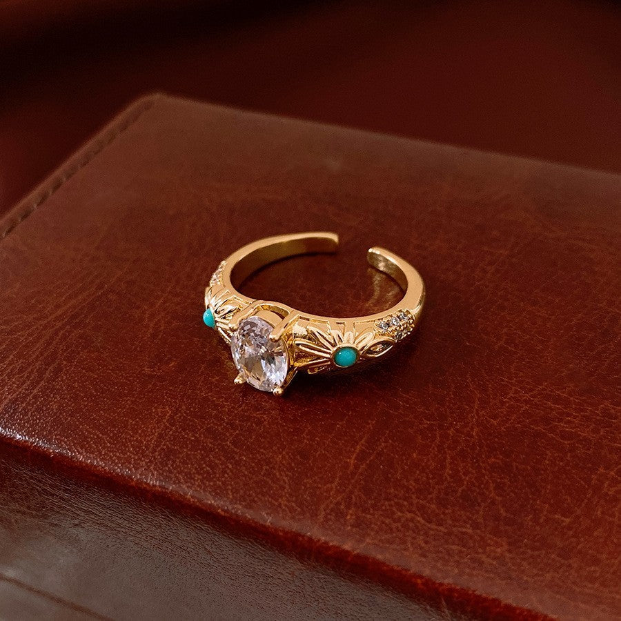 Real gold electroplated zircon split ring