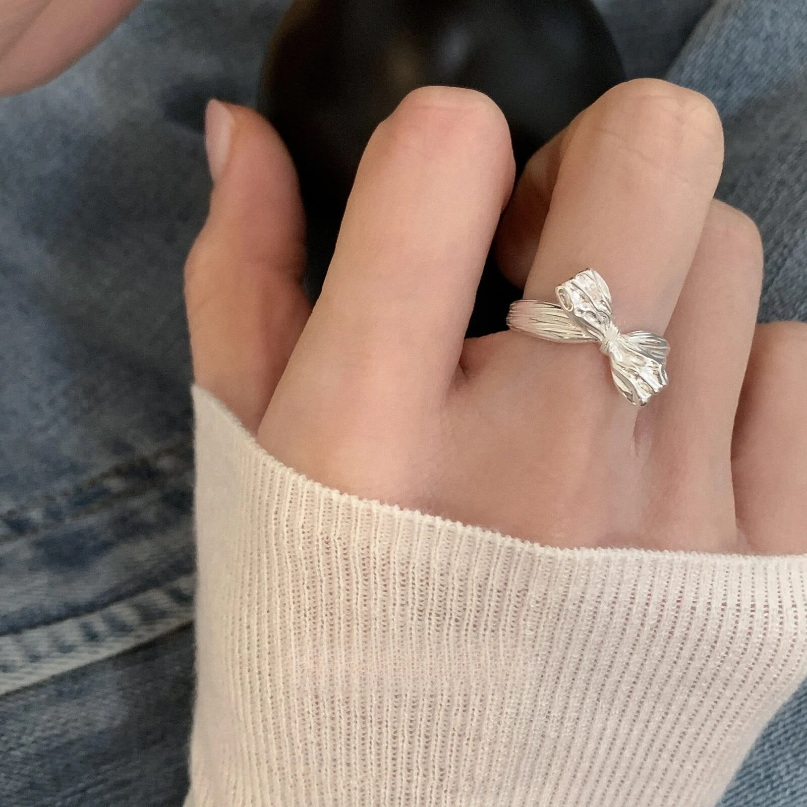 Bow S925 sterling silver ring