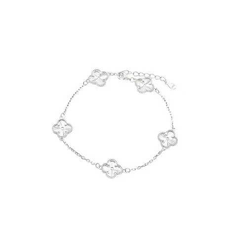 S925 Sterling Silver Laser Four-leaf Clover Bracelet