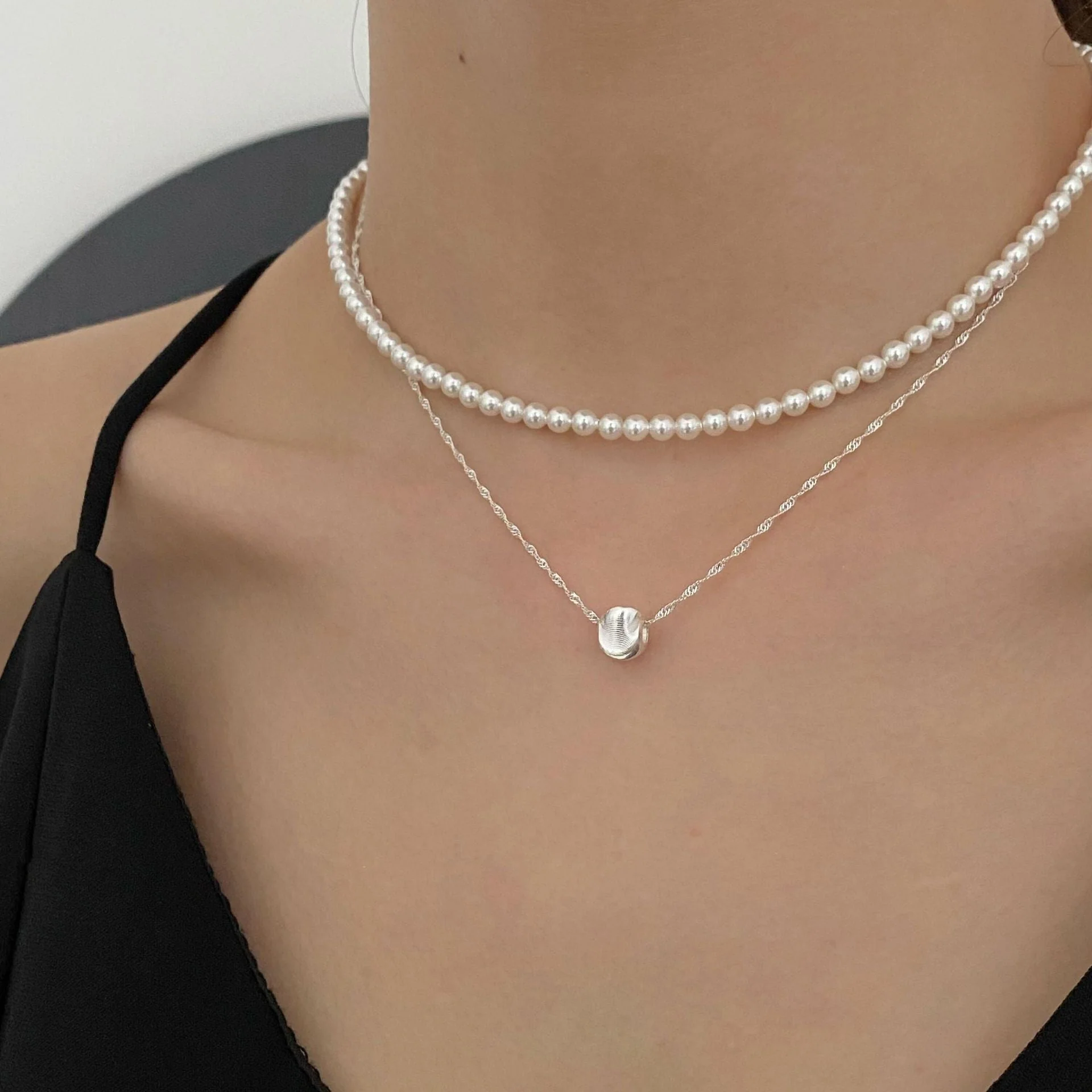 S925 sterling silver cat eye ripple necklace