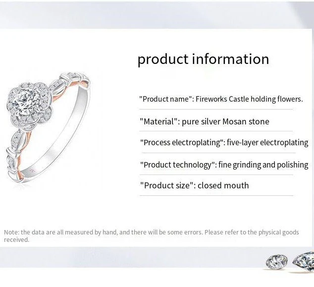 Mozambique Diamond Escaping Princess s925 Pure Silver 30 Cent Diamond Ring