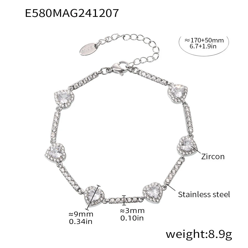Stainless Steel Handmade Inlaid Super Flash Geometric Zircon Gestar Bracelet