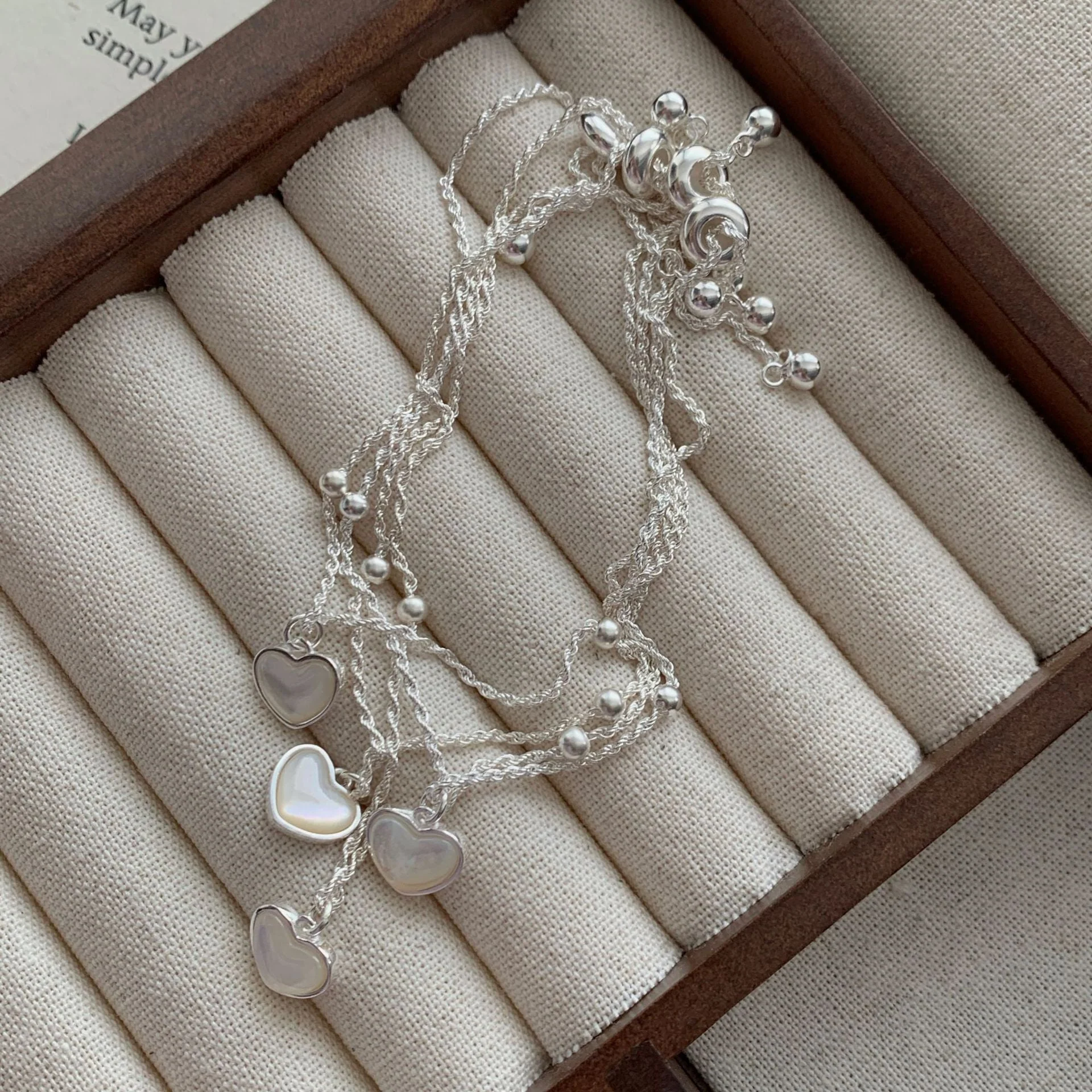 S925 Sterling Silver Love Fritillaria Twist Pull Bracelet