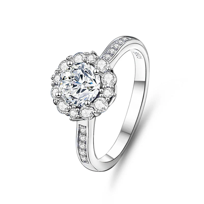 S925 sterling silver one carat moissanite ring