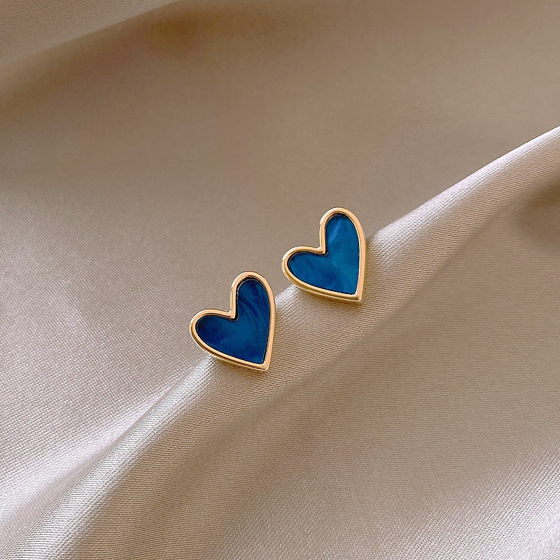 925 silver needle blue love earrings