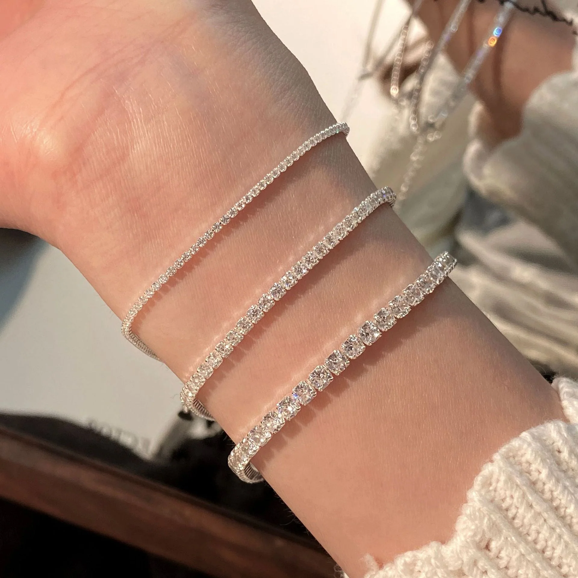 S925 sterling silver full diamond bracelet
