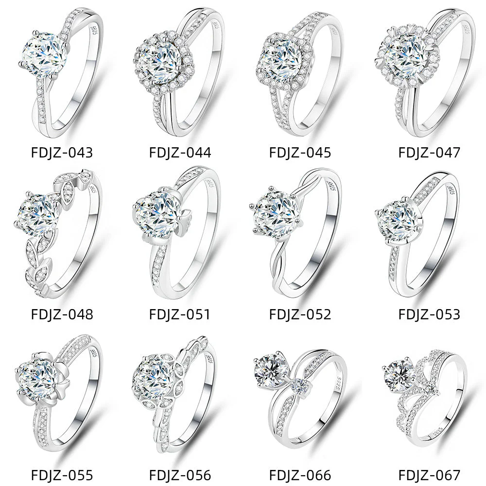 S925 sterling silver one carat moissanite ring