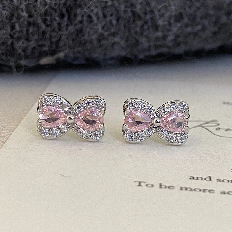 Super Flash Zircon Bow Earrings