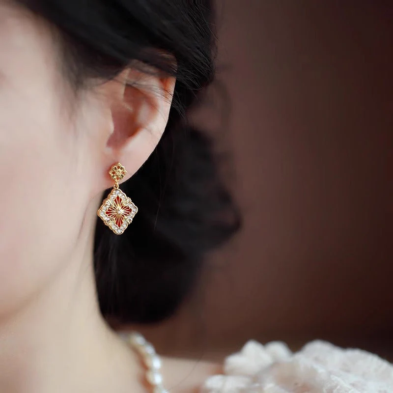 Double-sided Four-leaf Clover Earrings