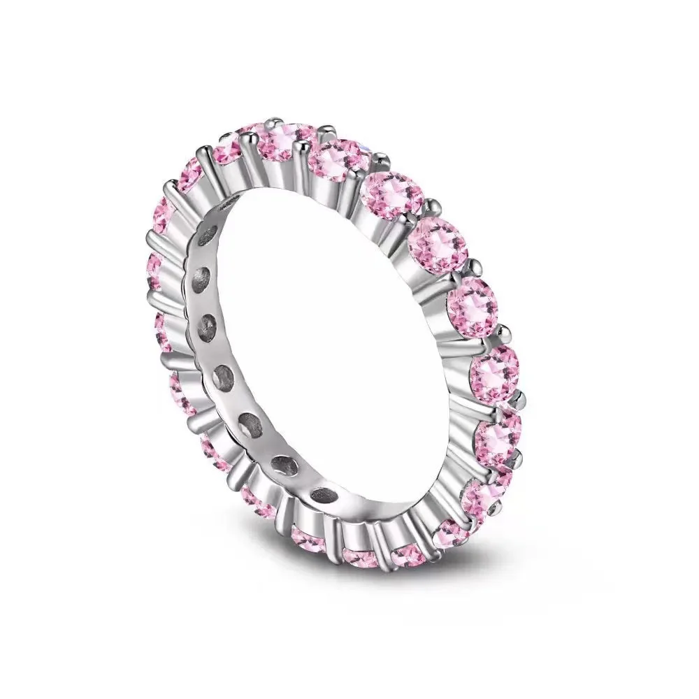 S925 Sterling Silver Full set with Pink Zircon