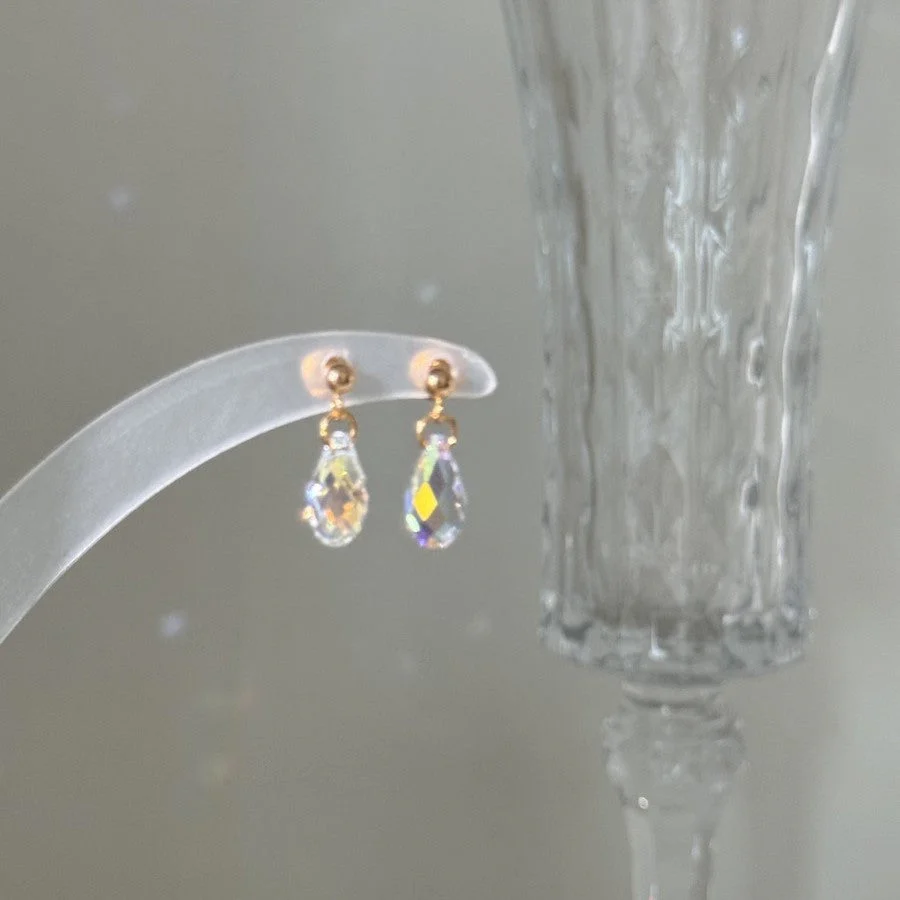 Hand-made Swarovski multicolor crystal earrings S925 silver needle