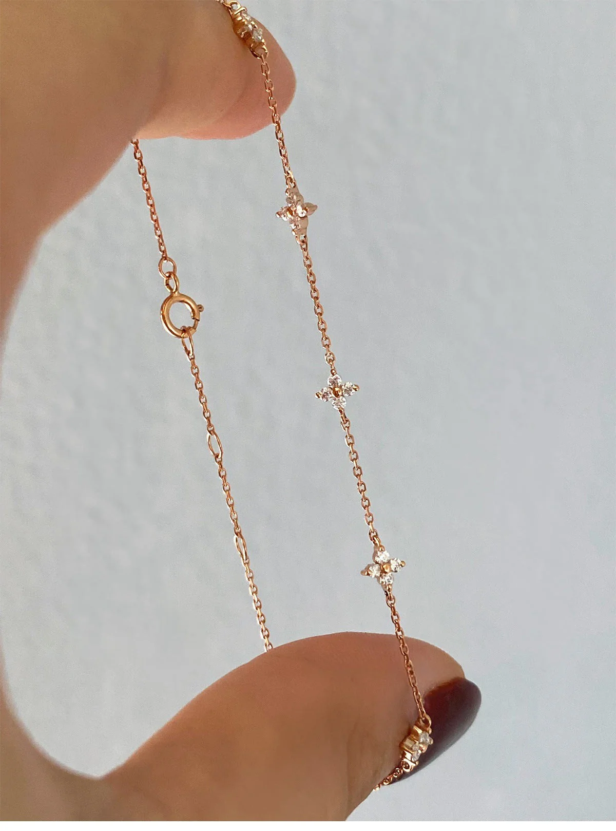 S925 silver-plated 18K gold four-leaf clover starry bracelet