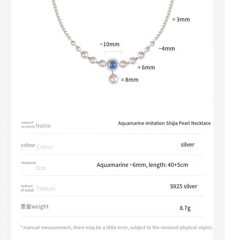 s925 sterling silver aquamarine necklace bracelet