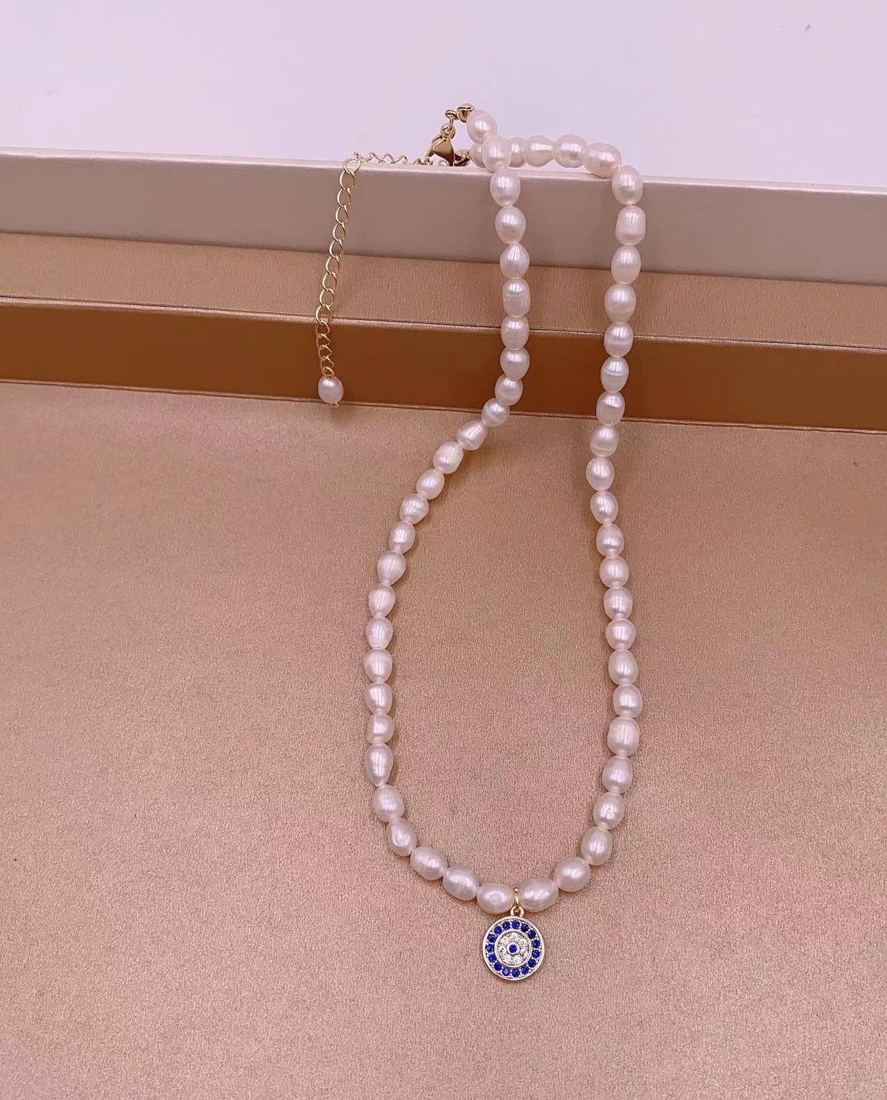 Freshwater pearl necklace Baroque irregular zircon sweater chain