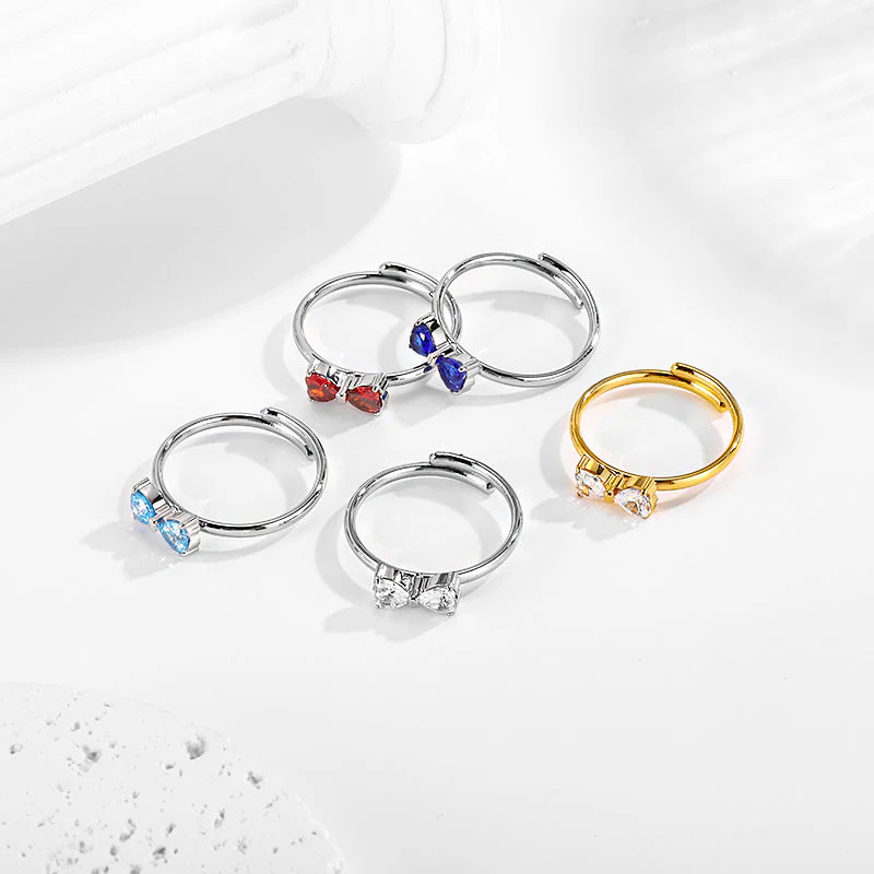 Stainless steel bow adjustable titanium ring does not fade