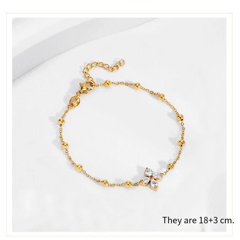 Zircon titanium steel colorfast bracelet necklace ring earrings jewelry set