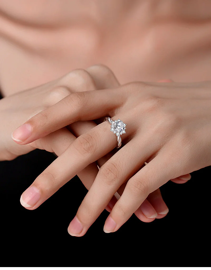 S925 sterling silver one carat moissanite ring