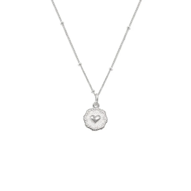 s925 sterling silver small round heart necklace