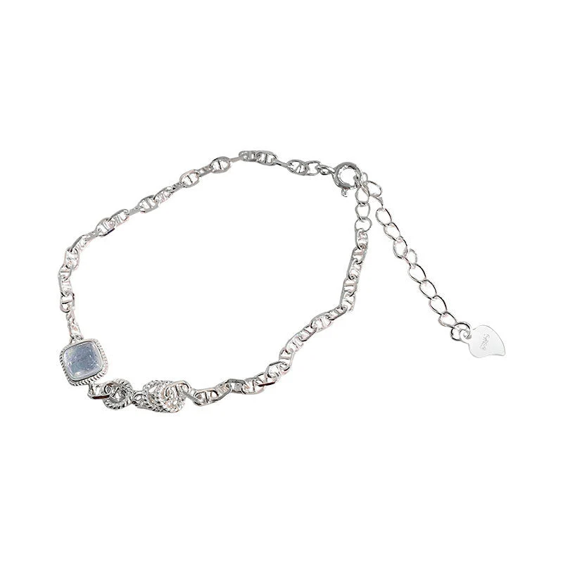 S925 sterling silver super beautiful square sea blue treasure bracelet