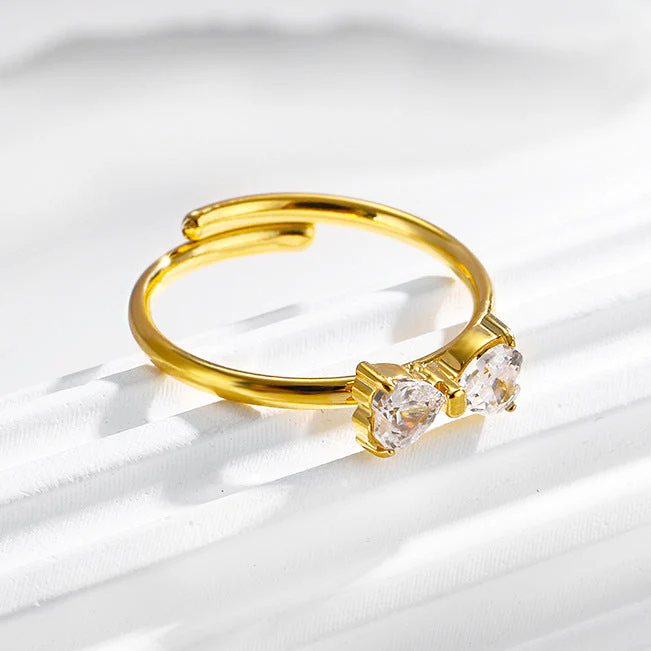 Stainless steel bow zircon bracelet earrings ring set of three