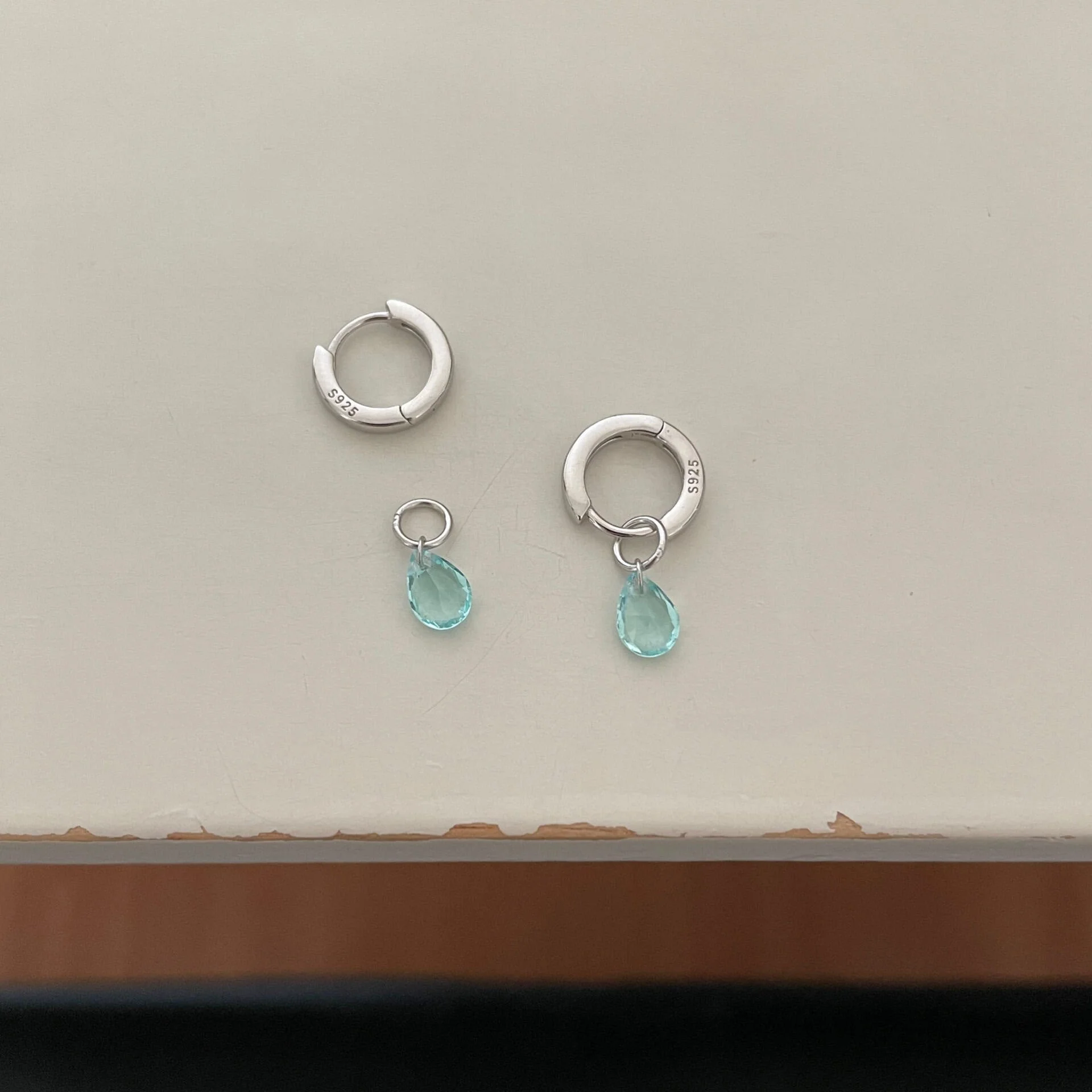 S925 Sterling Silver Blue Drop Earrings