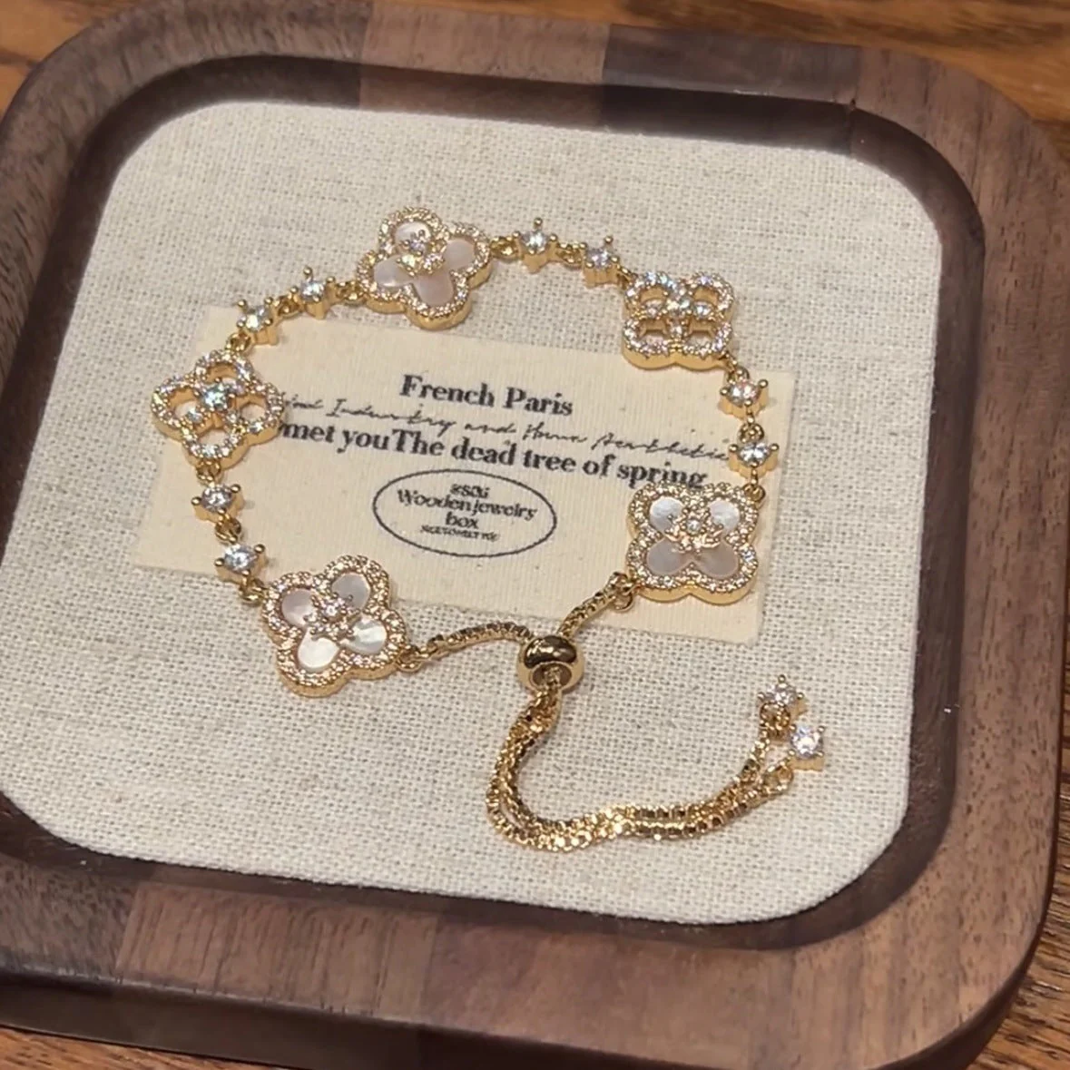 Zircon Clover Adjustable Bracelet