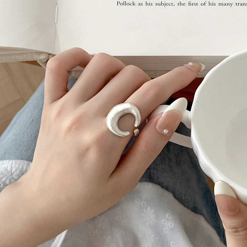 S999 Foot Silver Moon Ring