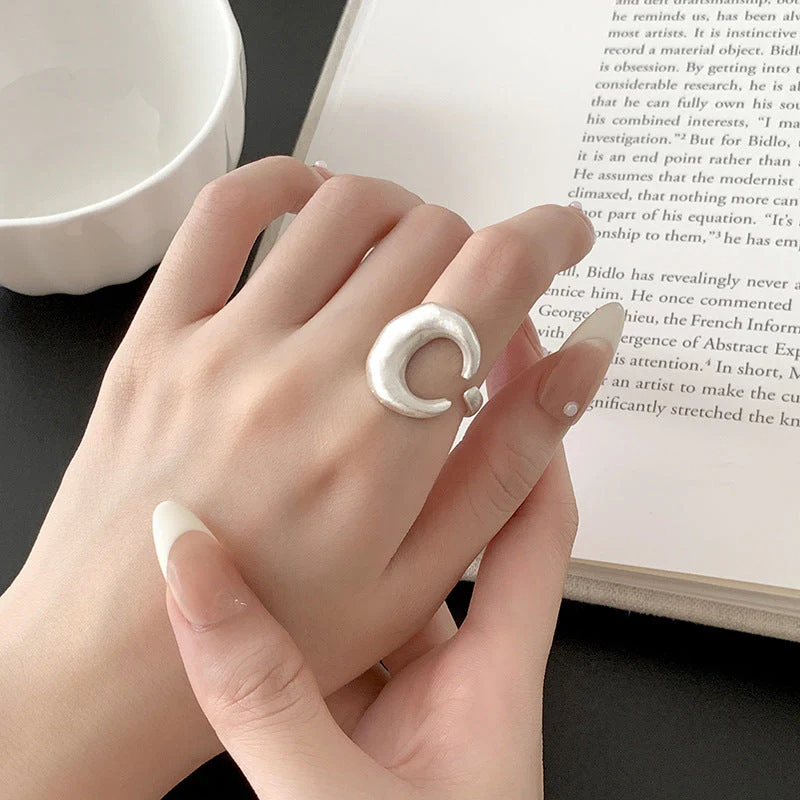 S999 Foot Silver Moon Ring