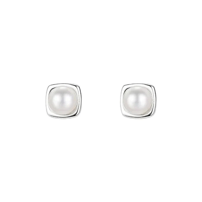 S999 sterling silver pearl earrings