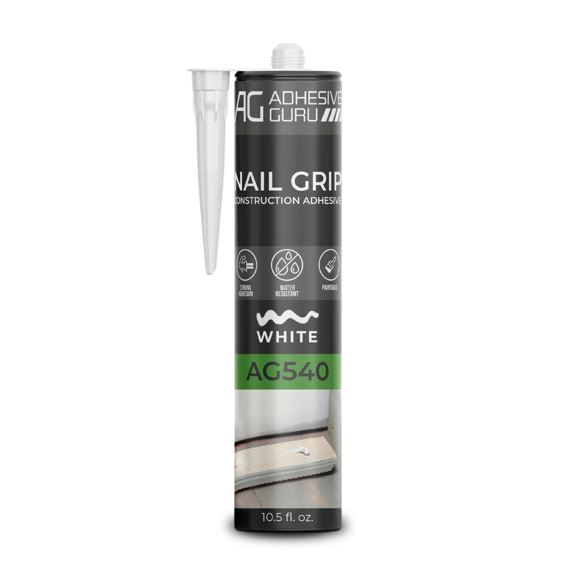 Nail Grip Construction Adhesive - 10.5 fl oz - White - ADHESIVE GURU - AG540
