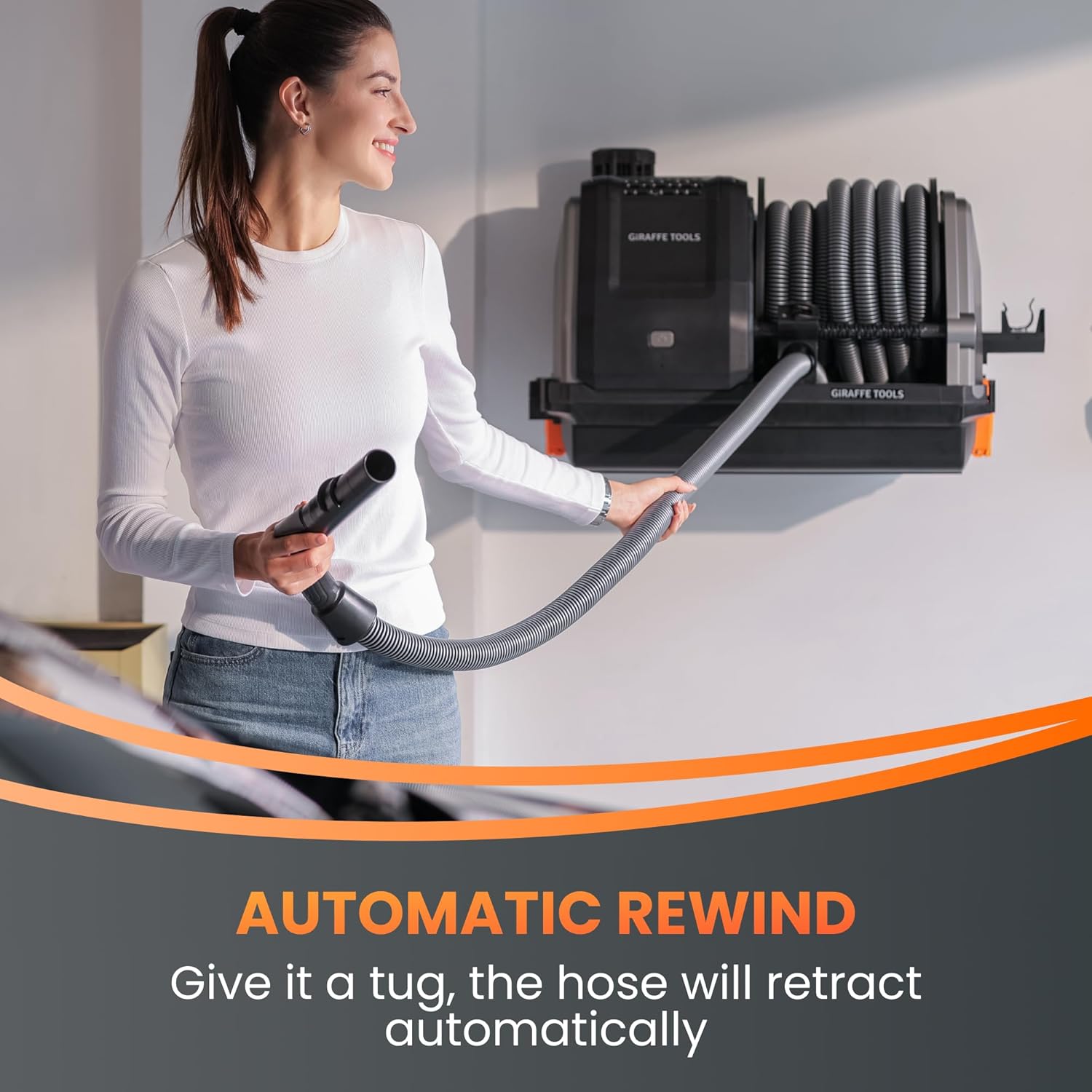 Wall-Mounted Vacuum Cleaner with 30 FT Retractable Hose